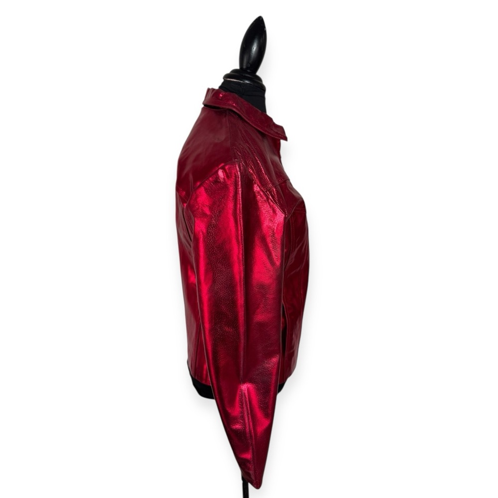 Vtg Maxima Metallic Leather Jacket - Picture 6 of 16